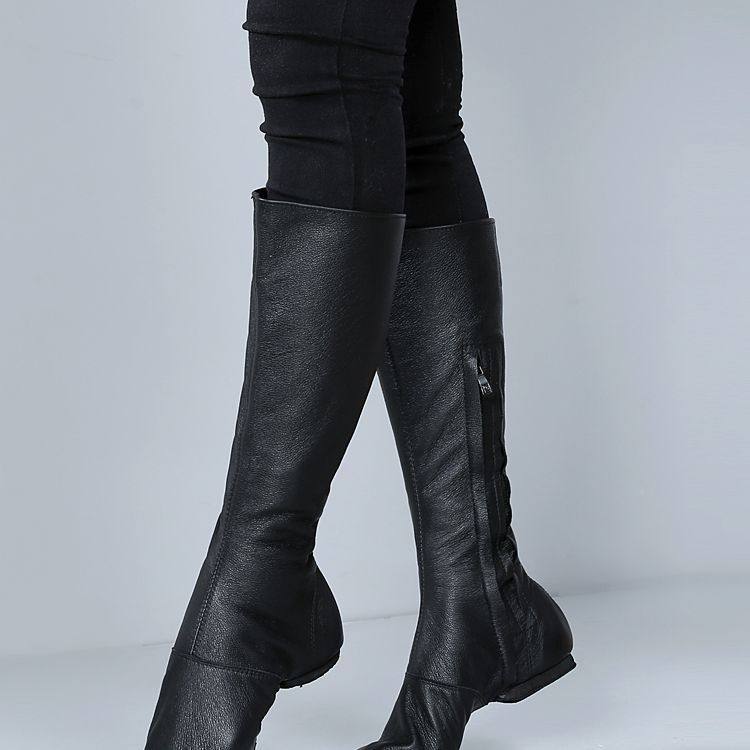 高帮真皮民族演出长筒舞鞋 舞蹈舞台训练拉款松紧款长筒演出舞靴