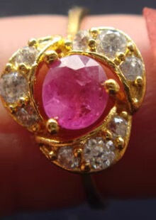 红宝石手箍天然刚玉宝石镶缅甸抹谷刻面嵌锆石红宝戒面10