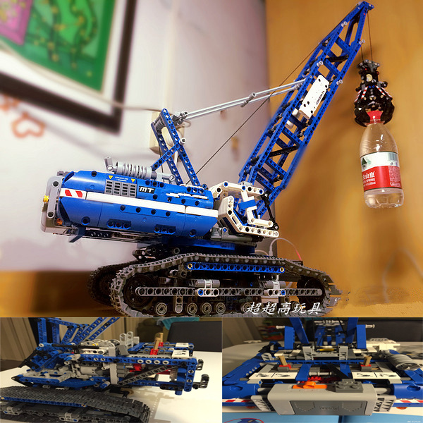 动手拼搭科技机械组变形电动履带起重吊机工程车拼装玩具积木模型