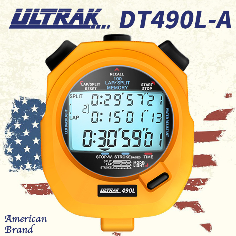 电子秒表DT490L定尔志ULTRAK奥赛克100道3排显示计时器田径夜光