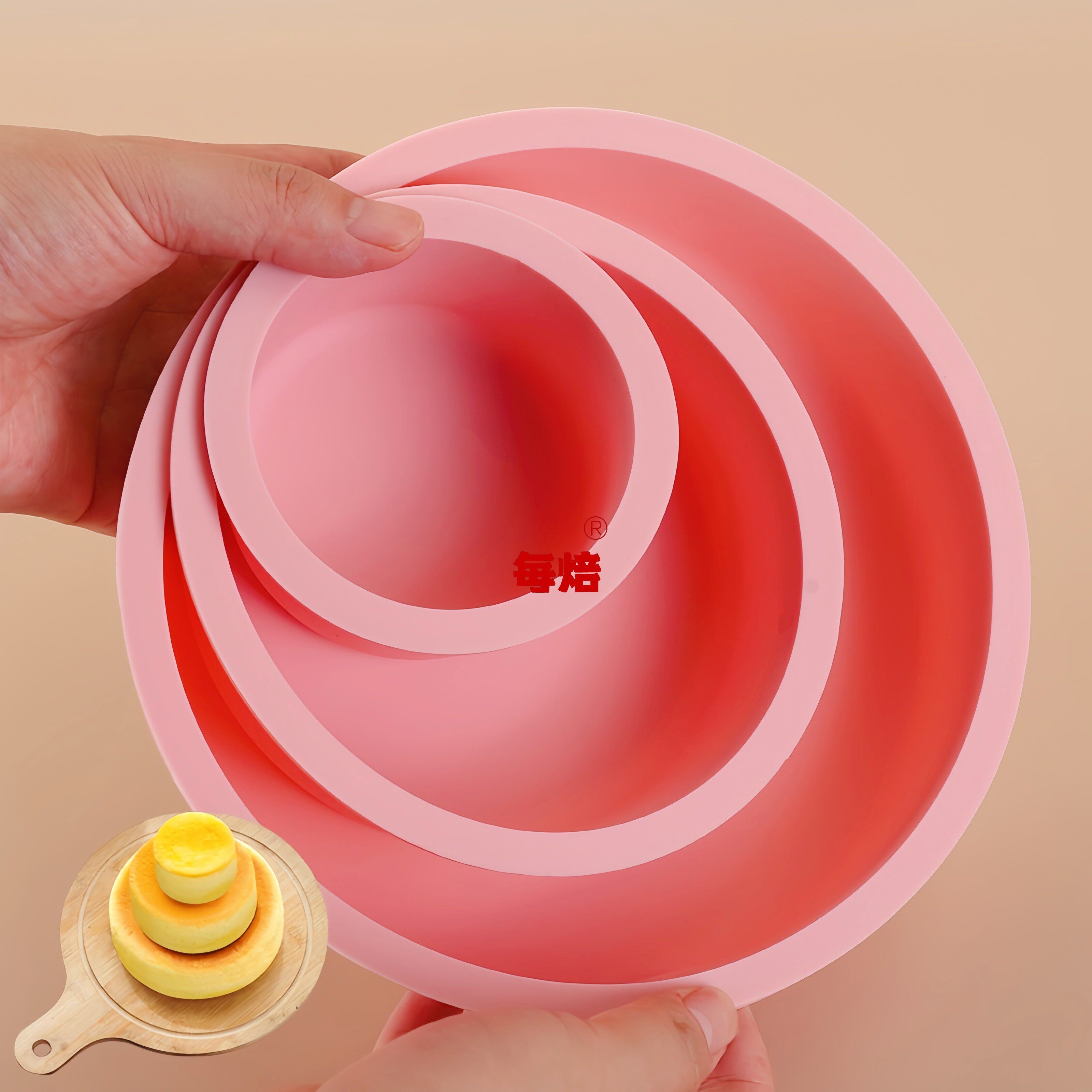 3寸5寸7寸大号圆形慕斯蛋糕椰汁千层马蹄糕蒸糕大果冻食品硅胶模