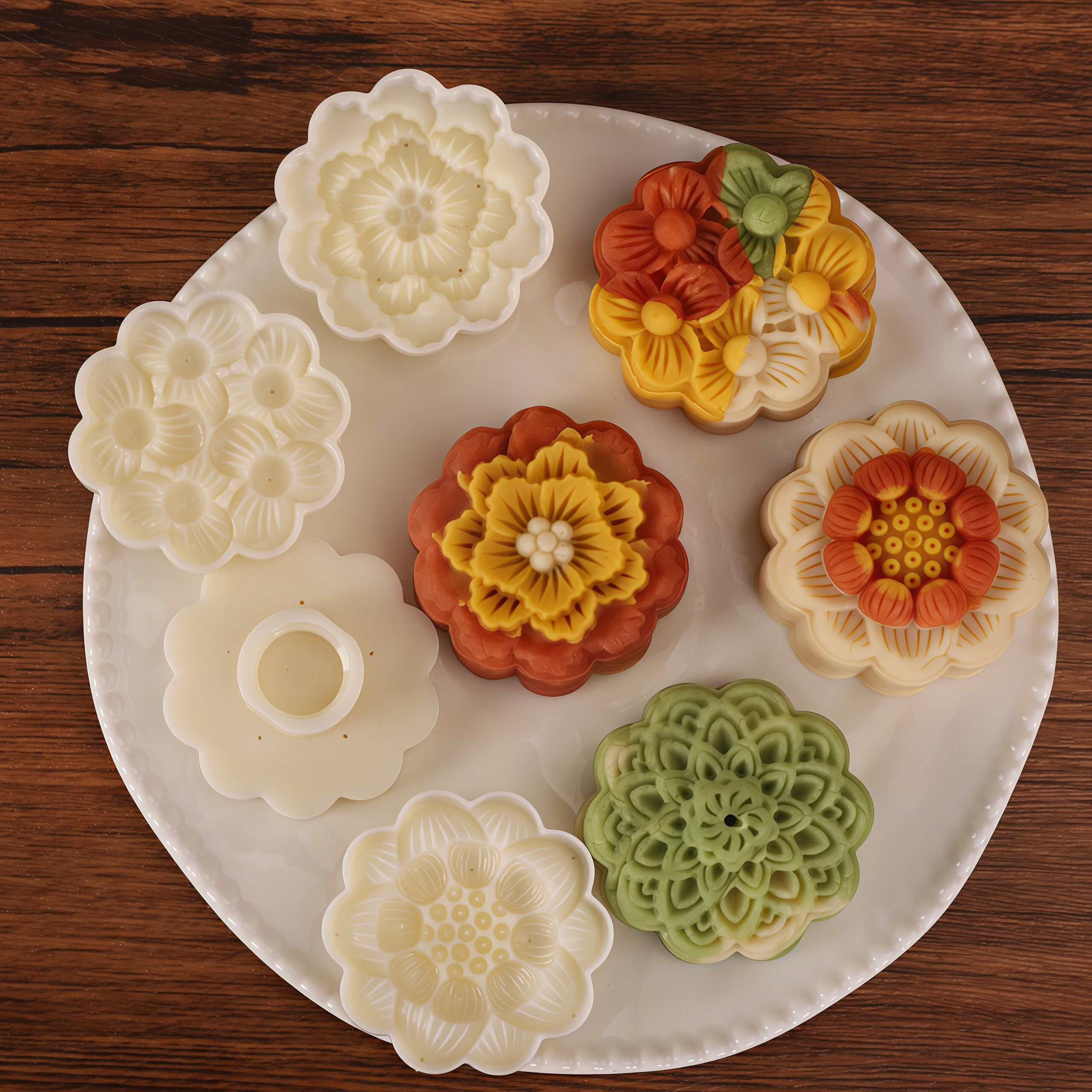 75克国风莲花秋桂中秋手压月饼模具经典花型茶点糕点广式月饼压模