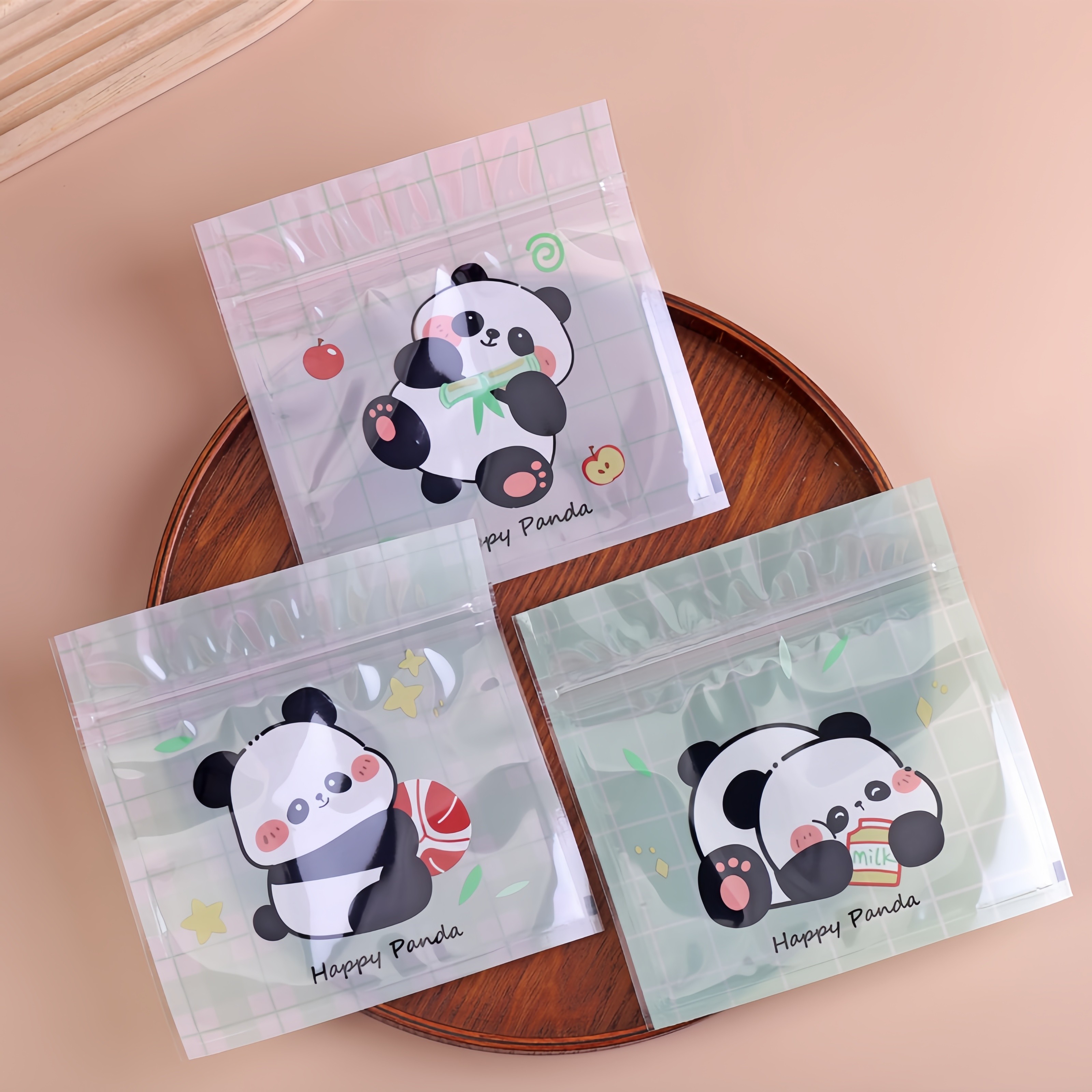 可爱卡通熊猫panda手压密封包装袋手工烘焙曲奇饼干零食糖果礼物