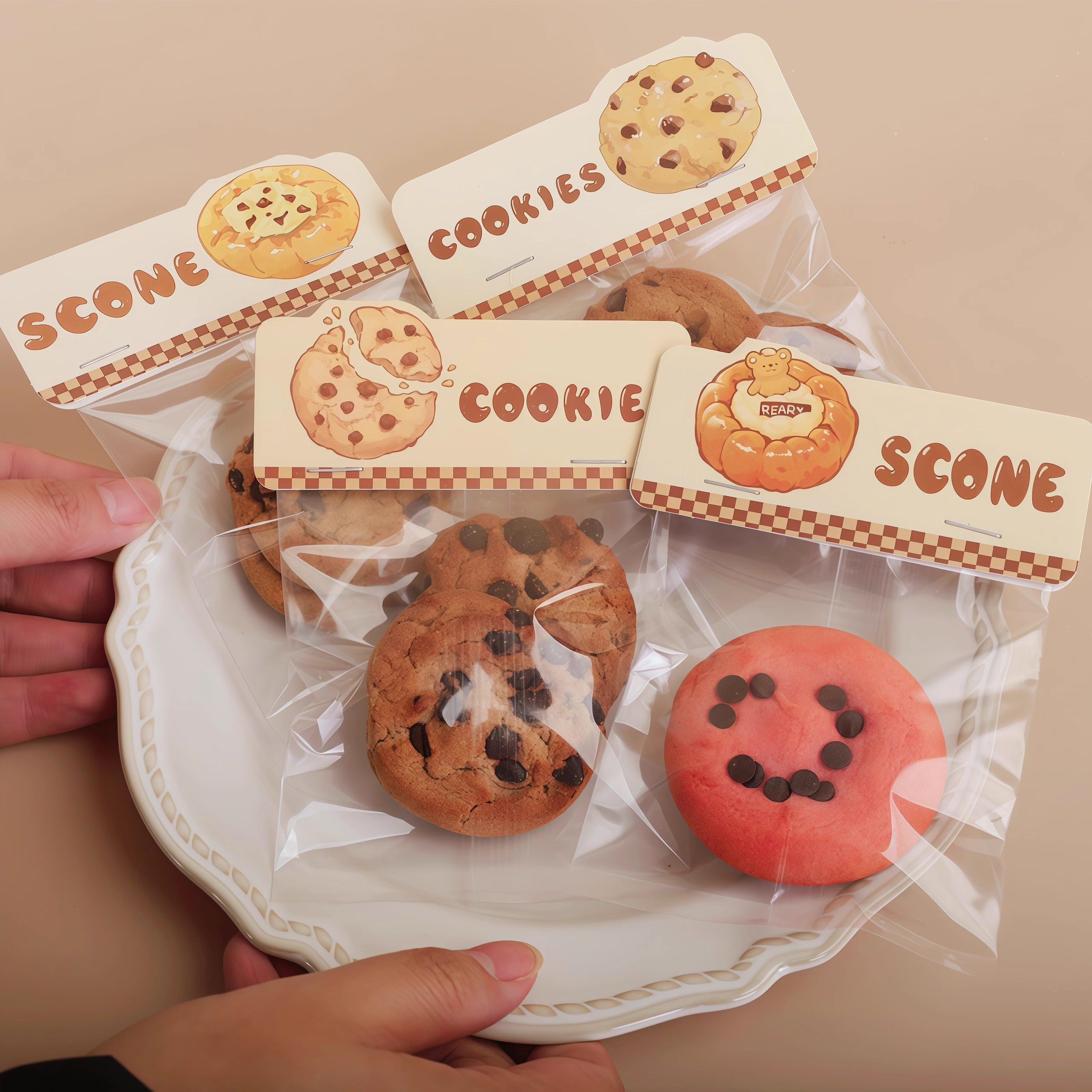 卡通曲奇巧克力豆饼干司康烘焙包装袋家庭私房烘焙蛋糕透明密封袋