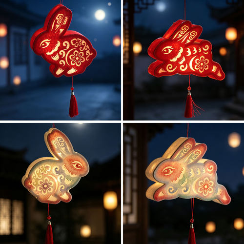 中秋新款DIY兔子手提古风花灯