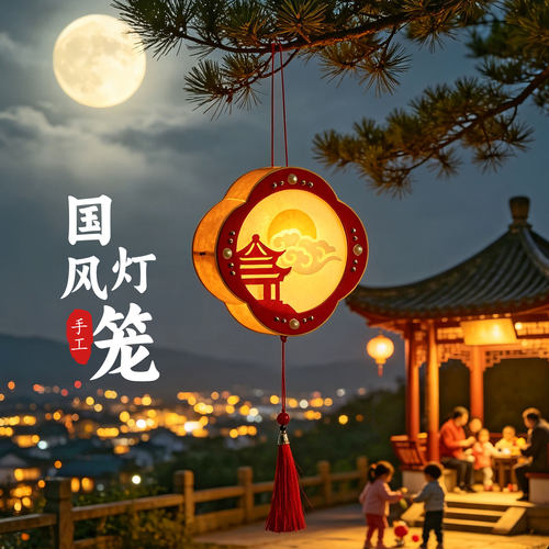 2026新款中秋国庆灯笼儿童手工DIY材料古风手提发光汉服国风花灯