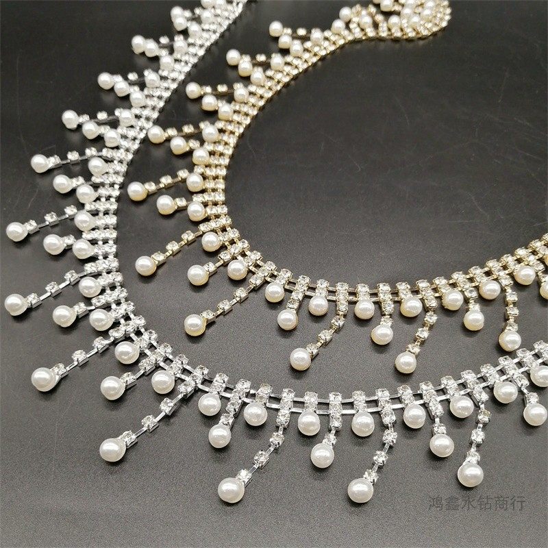 珍珠水钻链条手缝钻流苏链 亮钻衣领珍珠链条DIY服装鞋帽辅料配件,饰品/流行首饰/时尚饰品新,链条,淘宝优惠券,粉丝福利购,淘宝优惠卷