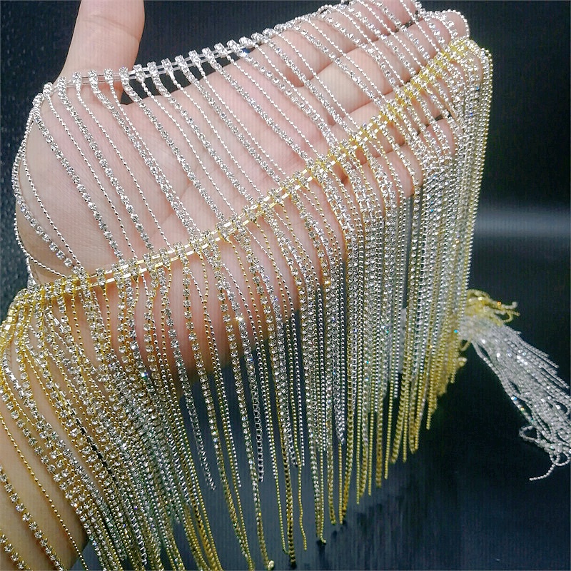 新品长流苏18cmdiy手缝钻链 流苏链条服配饰舞台服饰鞋帽服装辅料
