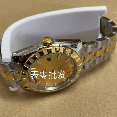 手表配件帝壳 2834 2836机芯表壳 实心钢带 蓝宝镜面 间金金盘表