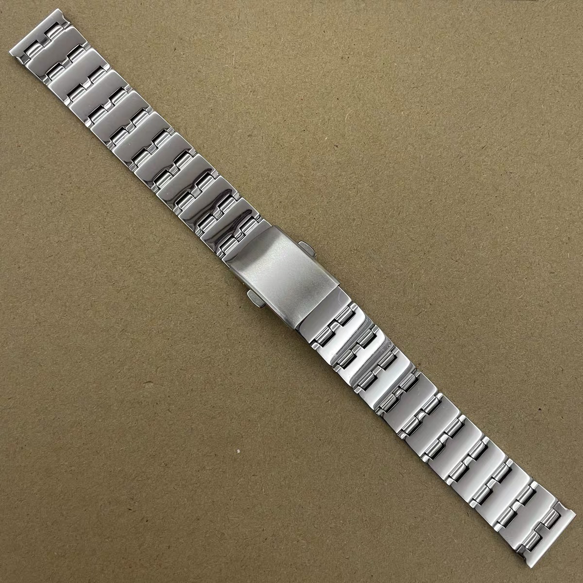 手表表带18mm表带 平口实心双按扣表带 全钢表带 长度约19厘米