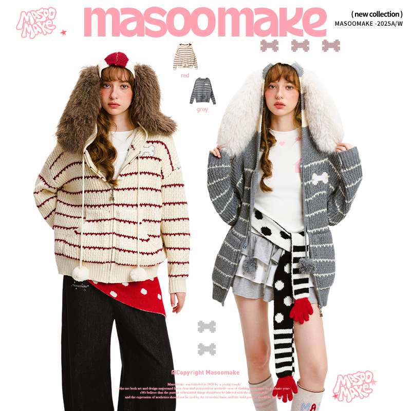 老玛儿趣味兔耳朵毛衣针织衫