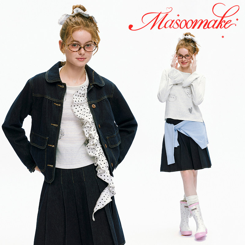 老玛儿2026年春季新款学院风牛仔夹克外套休闲百搭A字短裙两件套