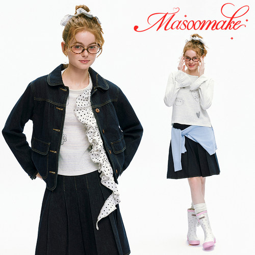 MASOOMAKE牛仔夹克短裙两件套