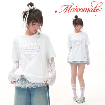 MASOOMAKE假两件宽松T恤女
