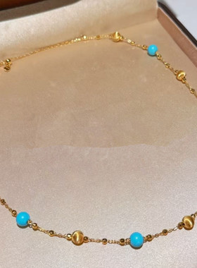 法式意大利猫眼蓝松石S925纯银项链轻奢小众高端级设计感锁骨颈链