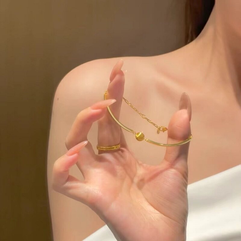 S925纯银手链复中古风猫眼镭射珠轻奢高端小众级设计感百搭精致潮