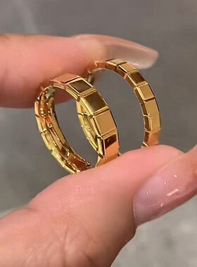 S925纯银戒指方糖巧克力复中古轻奢高端小众级设计感时尚百搭精致