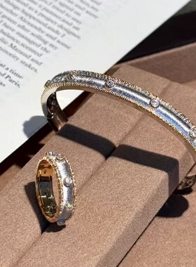 S925纯银戒指布家风拉丝工艺缎面碳钻轻奢高端小众级设计感精致潮