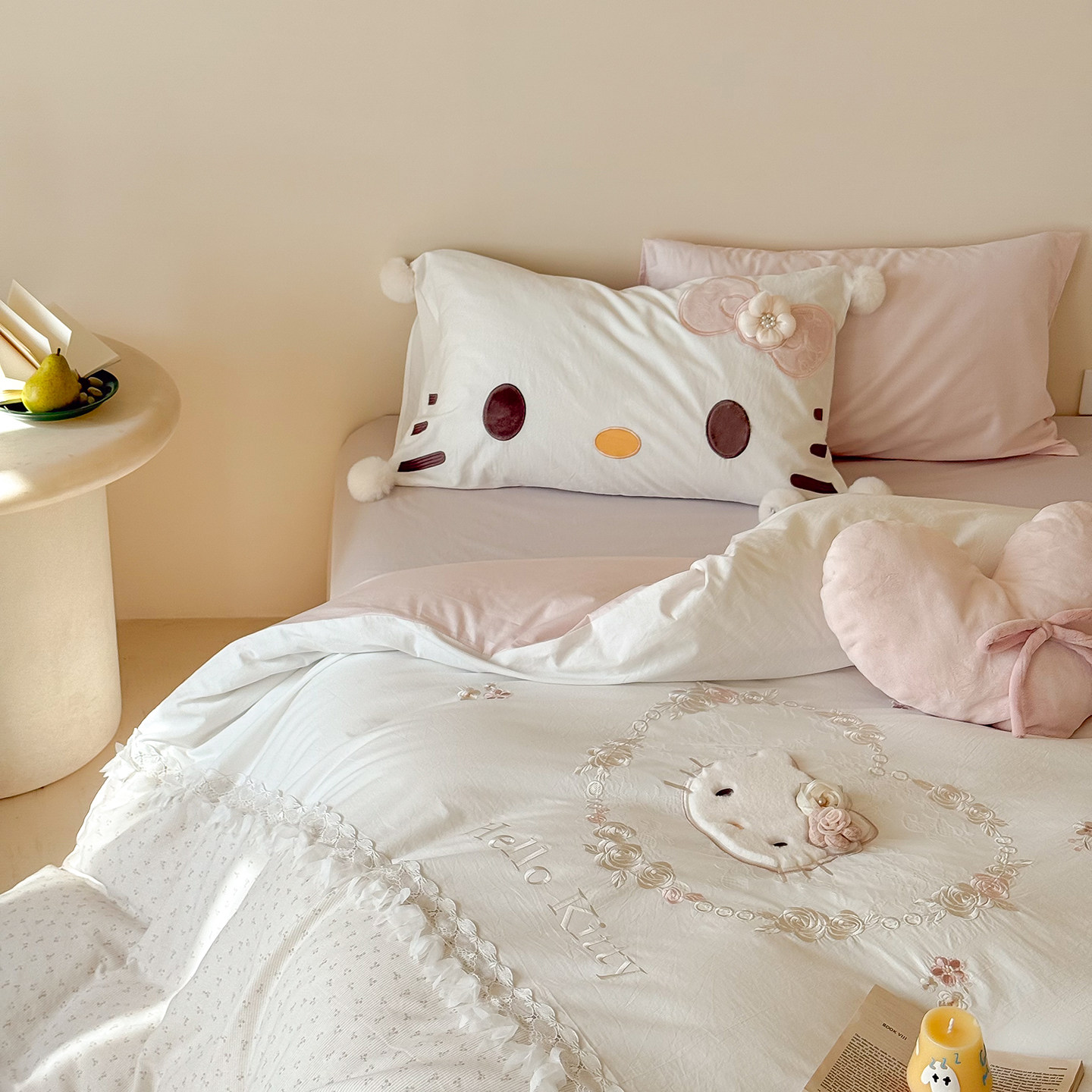 【富山草莓】少女心卡通Hello Kitty床上四件套全棉纯棉床单被套