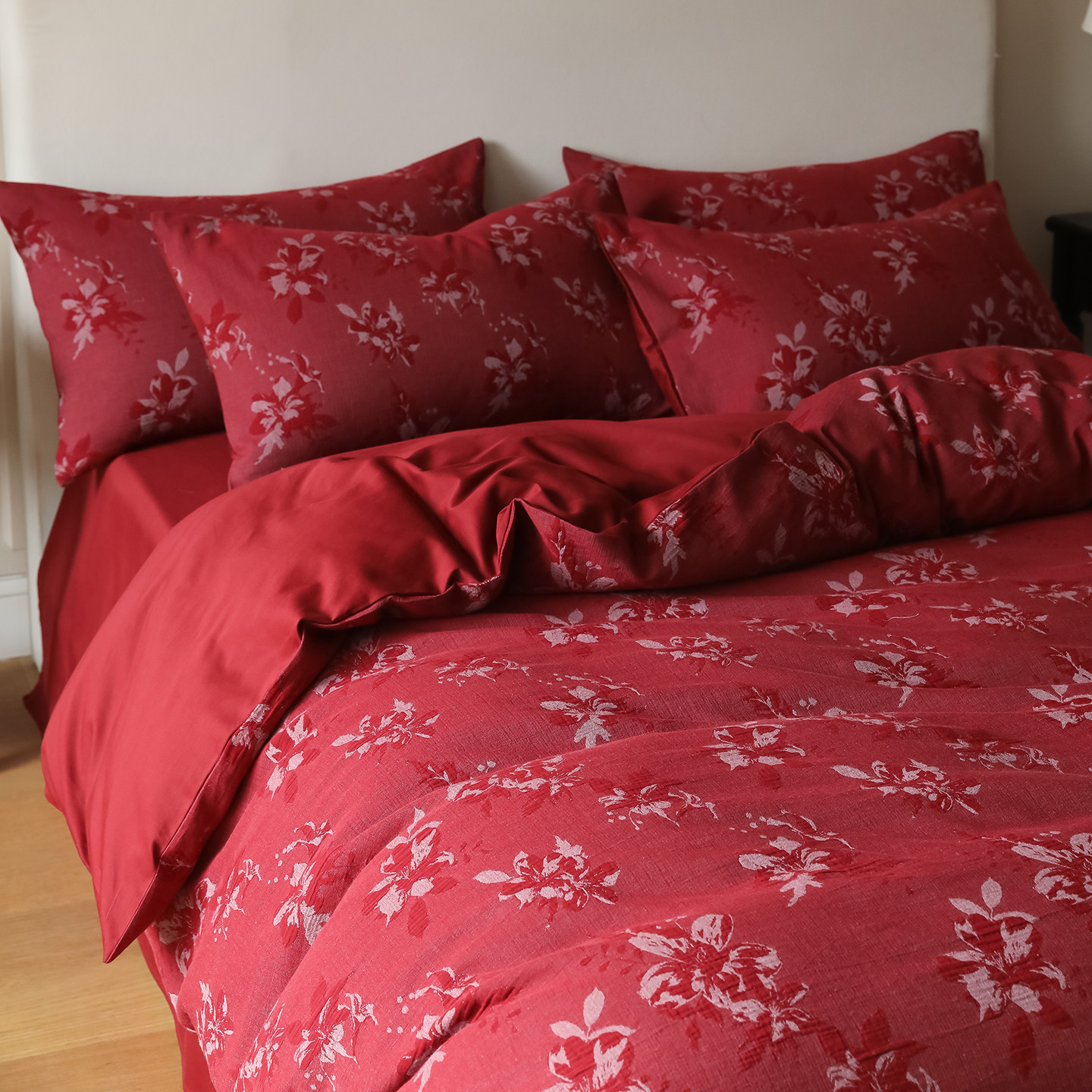 【富山草莓】高级感婚庆浪漫协奏提花四件套全棉纯棉红色结婚床单