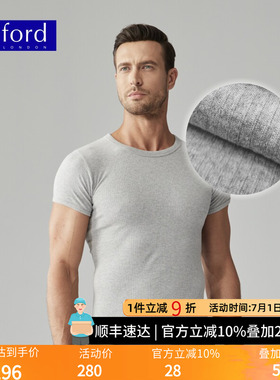 BYFORD/百富夏季新品男士纯棉圆领短袖T恤螺纹打底衫休闲MW8841