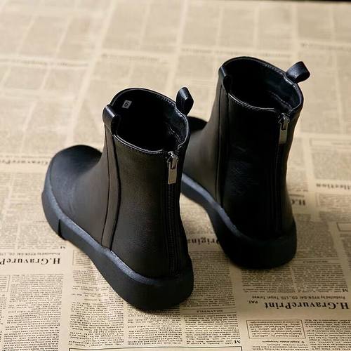 马丁靴平底短靴真皮瘦瘦靴英伦风