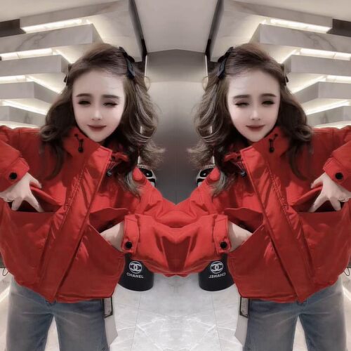 休闲工装风双大兜短款二棉外套女