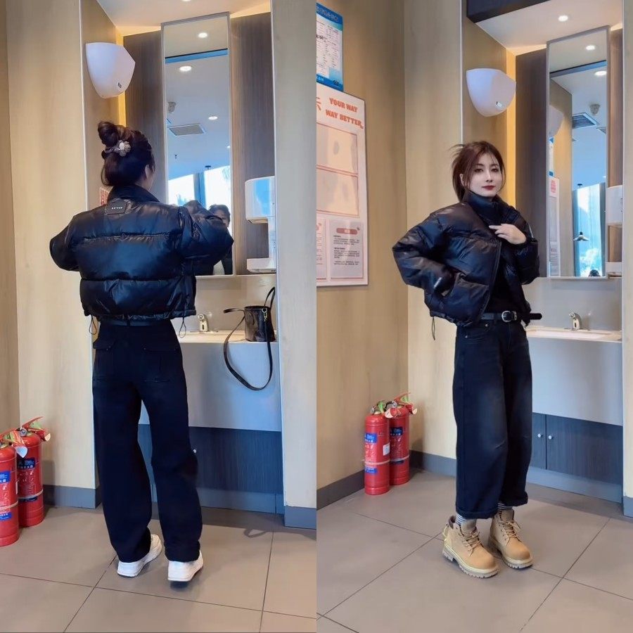 欧货三角标立领棉服短外套2025冬季新款休闲抽绳时尚洋气羽绒棉袄,女装/女士精品,棉衣/棉服,淘宝优惠券,粉丝福利购,淘宝优惠卷