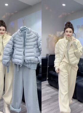 韩版糖果色立领排骨风棉服外套女