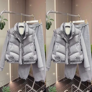 欧货时髦简约马夹立领拉链外套抽绳裤腿三件套2026早春新款休闲款