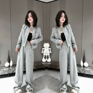 满天星短外套带腰带弯刀裤两件套2026春季新款高品质洋气时尚套装