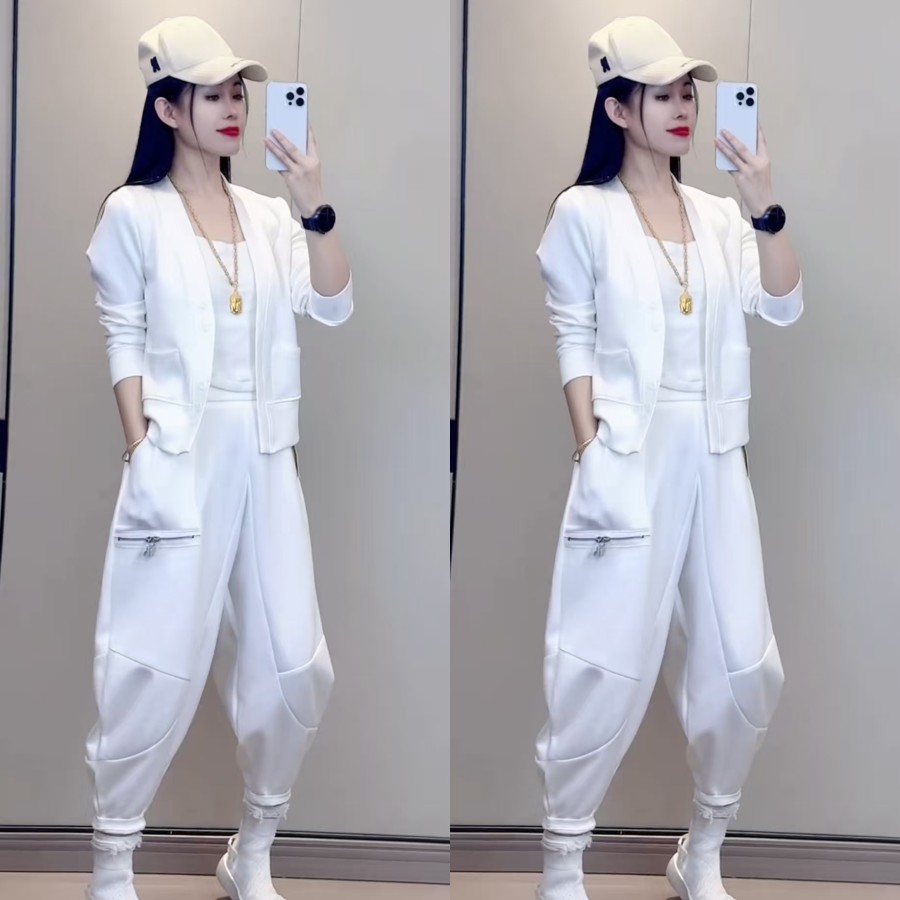 潮牌个性外套拉链垮裤套装休闲秋