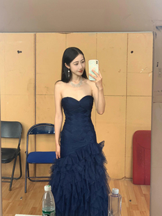 礼服出租修身蓝色包臀鱼尾晚礼服声乐艺考音乐会学生成人礼晚礼服