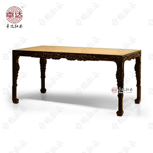 幸达红木苏作精工四面平浮雕螭龙画桌画案书桌紫光檀明式家具