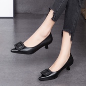 小码 真皮高跟细跟浅口尖头软面软底舒适百搭女单鞋 33码 2024年新款