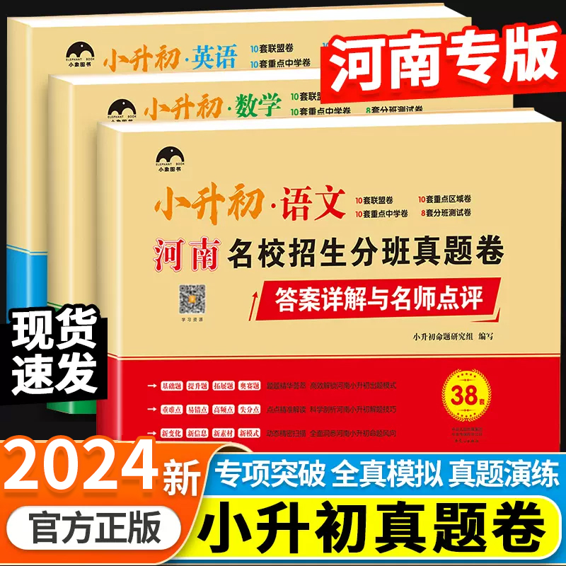 2024新版小升初真题卷语文数学英语人教版河南重点初中名校招生分班考试模拟卷六年级下册试卷测试卷全套小学毕业升学总复习必刷题-封面