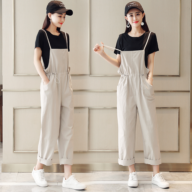 2018夏季新款女裤子韩版休闲学院风学生宽松背带阔腿长裤两件套装在类目 女装/女士精品, 裤子, 休闲裤中 - 来自Buy2taobao.com提供专业的淘宝代购服务