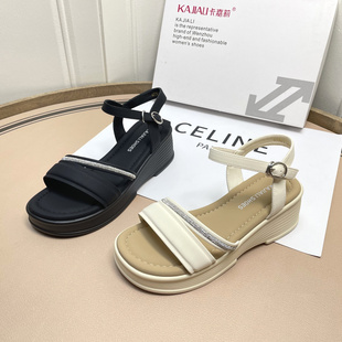 卡嘉莉厚底凉鞋女夏2025新款外穿高级感巨好看水钻法式女鞋63301