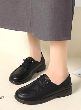 浦发女鞋2025秋新款深口单鞋女平底舒适软底一脚蹬妈妈单鞋55067
