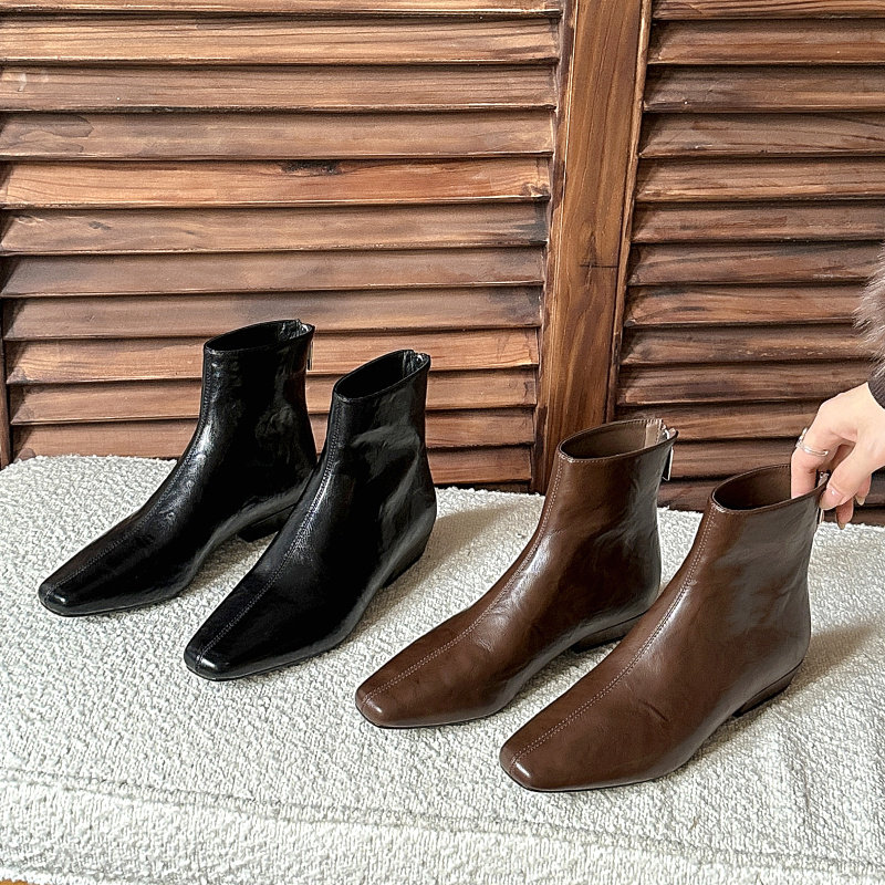 裕达2025冬新款方头小短靴女加绒软皮低跟气质切尔西裸靴女25160,女鞋,切尔西靴,淘宝优惠券,粉丝福利购,淘宝优惠卷
