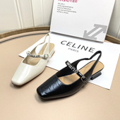 新款 包头凉鞋 女粗跟后空法式 卡嘉莉2025夏季 水钻女鞋 一字带88550