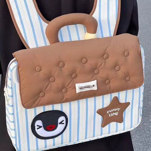 Pingu小众设计企鹅双肩包女生ins休闲痛16寸手提电脑包15.6寸背包
