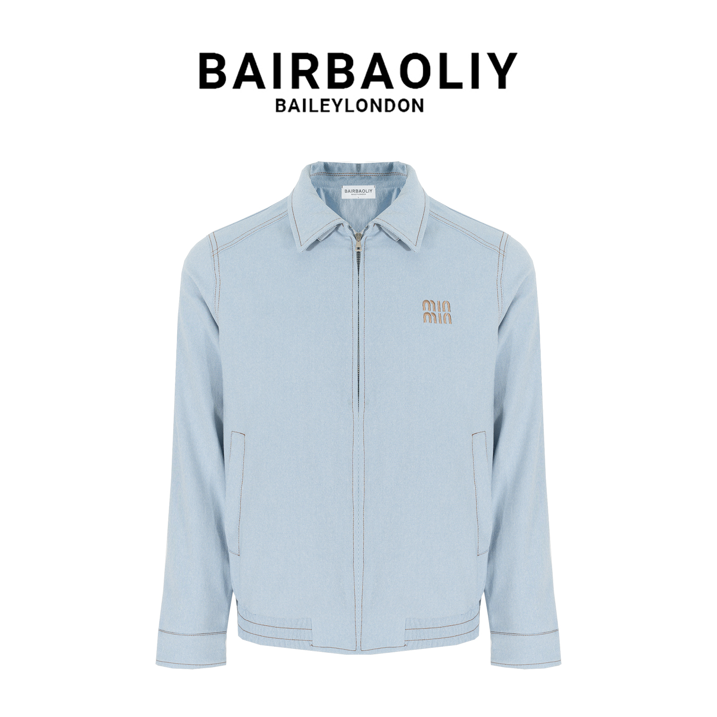 BAIRBAOLIY轻奢高品质爆款字母刺绣翻领拉链夹克外套上衣男女同款