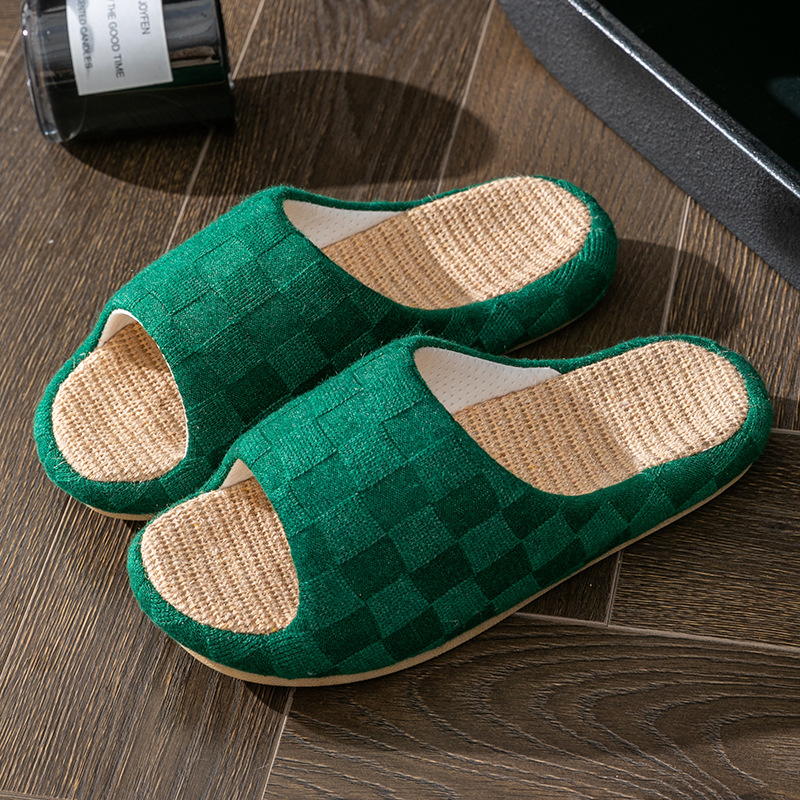 春秋居家居防滑静音亚麻拖鞋透气