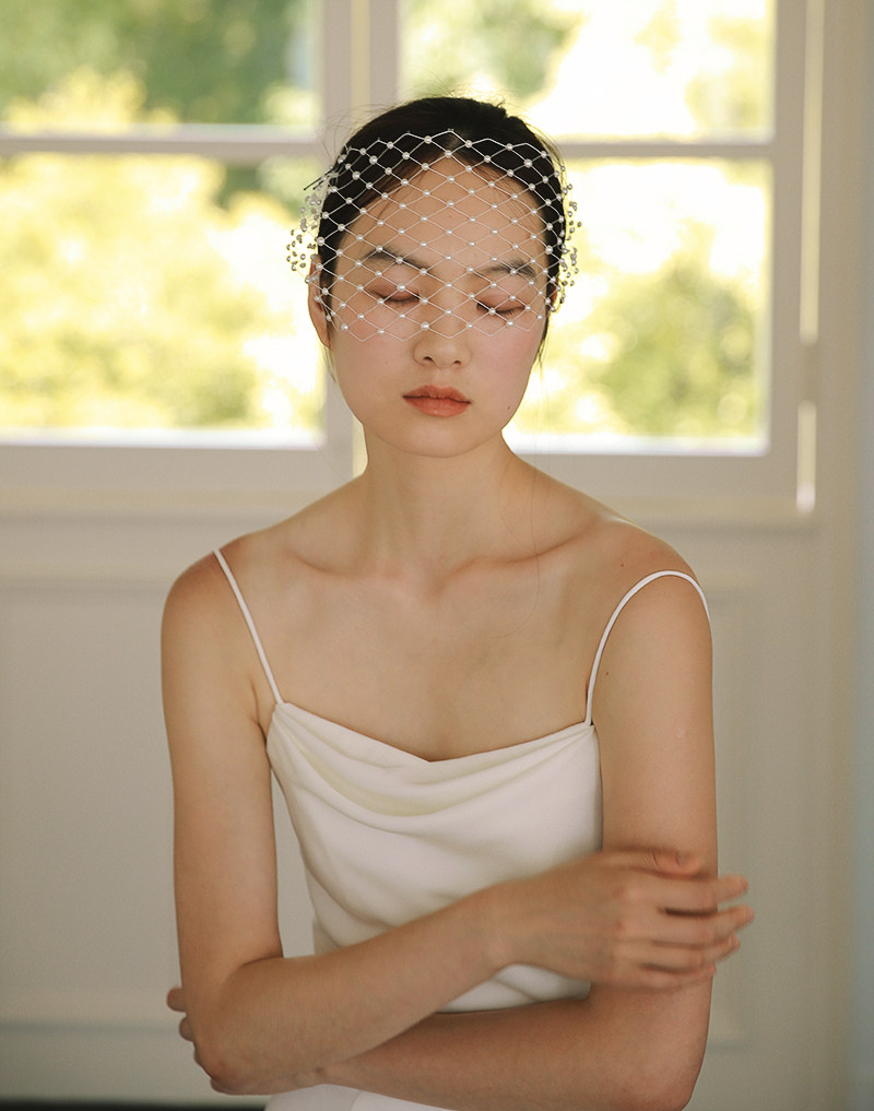 Yesdress新娘结婚婚礼拍照手工珍珠面纱