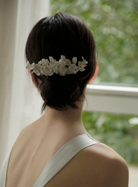 Yesdress新娘结婚欧美发梳重工陶花纯手工缠绕头饰