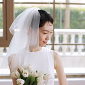 复古小头纱短纱 新娘结婚领证纪念日旅拍简洁短款 yesdress 达茜