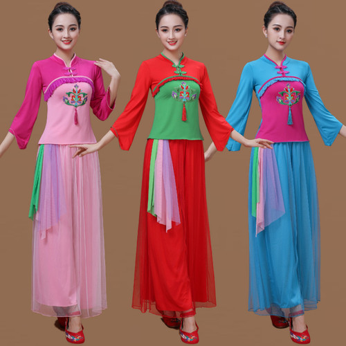 2020冬加绒广场舞服装女扇子