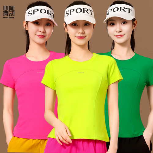 夏季棉杨丽萍健身操团体跳操服上衣大码圆领短袖T恤杨丽萍广场舞