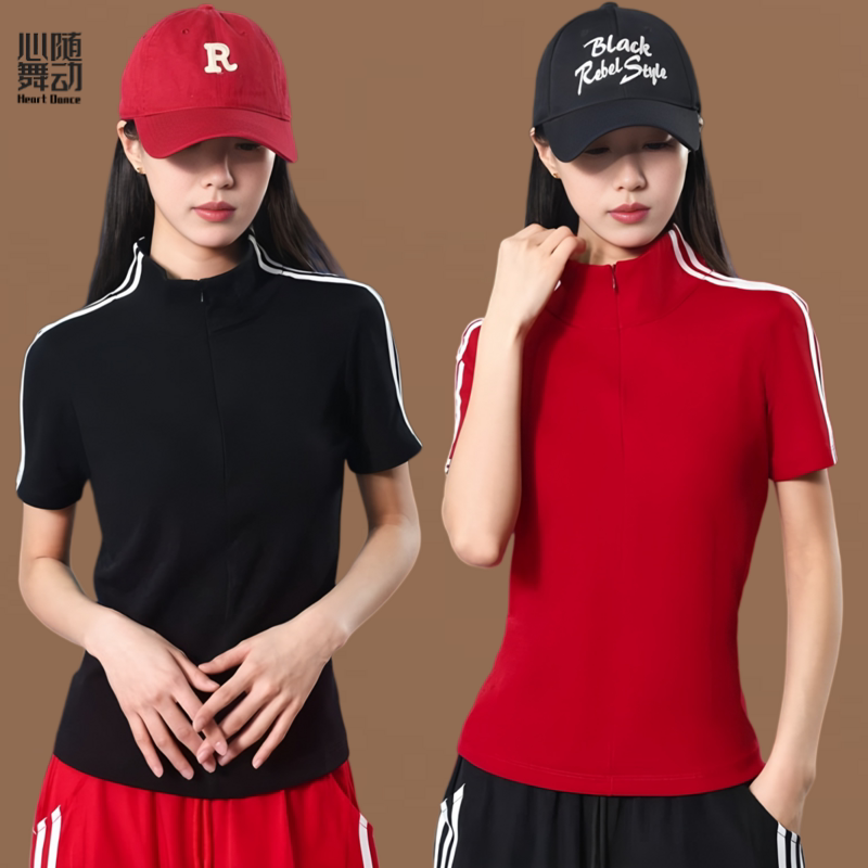 夏季佳木斯运动套装大码短袖t恤男女中老年广场舞服健步走团队服